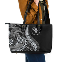 Hawaii Pineapple Gray Scale Tribal Pattern Leather Tote Bag LT01 - Polynesian Pride