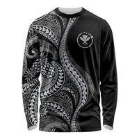 Hawaii Pineapple Gray Scale Tribal Pattern Long Sleeve Shirt LT01 Unisex Black - Polynesian Pride