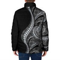 Hawaii Pineapple Gray Scale Tribal Pattern Padded Jacket - Polynesian Pride