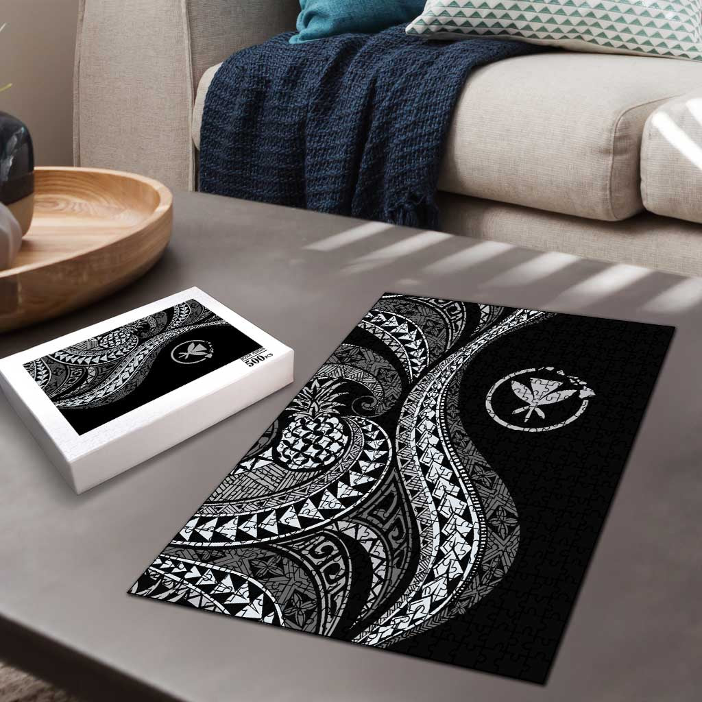 Hawaii Pineapple Gray Scale Tribal Pattern Puzzle - Polynesian Pride