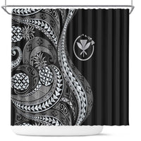 Hawaii Pineapple Gray Scale Tribal Pattern Shower Curtain LT01 Black - Polynesian Pride