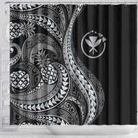 Hawaii Pineapple Gray Scale Tribal Pattern Shower Curtain LT01 - Polynesian Pride