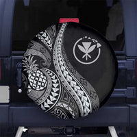 Hawaii Pineapple Gray Scale Tribal Pattern Spare Tire Cover - Polynesian Pride