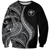 Hawaii Pineapple Gray Scale Tribal Pattern Sweatshirt - Polynesian Pride