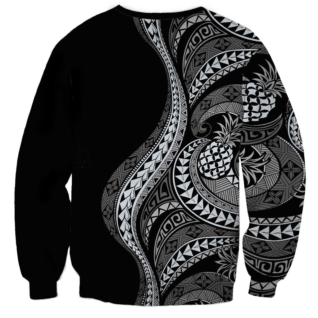 Hawaii Pineapple Gray Scale Tribal Pattern Sweatshirt - Polynesian Pride