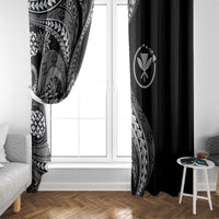 Hawaii Pineapple Gray Scale Tribal Pattern Window Curtain - Polynesian Pride