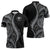 Hawaii Pineapple Gray Scale Tribal Pattern Zipper Polo Shirt - Polynesian Pride