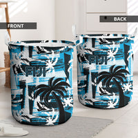 Fijian Rugby Laundry Basket Grunge Palm Stylized LT01 - Polynesian Pride