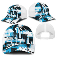 Fijian Rugby Baseball Net Cap Grunge Palm Stylized LT01 - Polynesian Pride