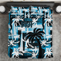 Fijian Rugby Bedding Set Grunge Palm Stylized LT01 Blue - Polynesian Pride