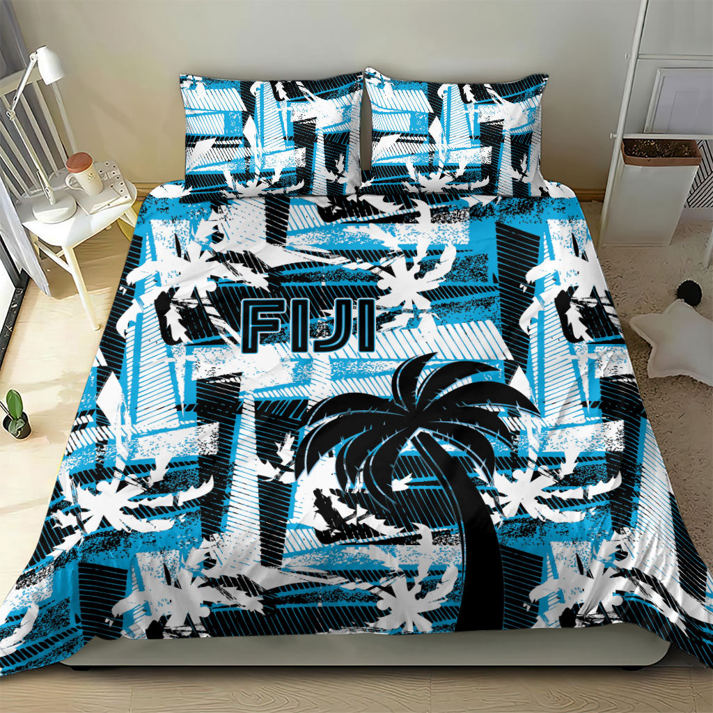 Fijian Rugby Bedding Set Grunge Palm Stylized LT01 - Polynesian Pride