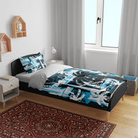 Fijian Rugby Bedding Set Grunge Palm Stylized LT01 - Polynesian Pride