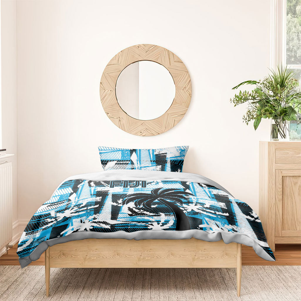 Fijian Rugby Bedding Set Grunge Palm Stylized LT01 - Polynesian Pride