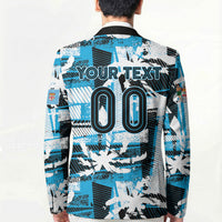 Custom Fijian Rugby Blazer Grunge Palm Stylized LT01 - Polynesian Pride