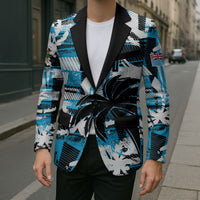 Custom Fijian Rugby Blazer Grunge Palm Stylized LT01 - Polynesian Pride
