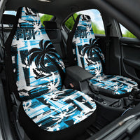 Fijian Rugby Car Seat Cover Grunge Palm Stylized LT01 One Size Blue - Polynesian Pride