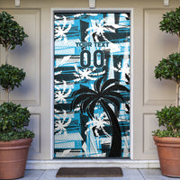 Custom Fijian Rugby Door Cover Grunge Palm Stylized LT01 Blue - Polynesian Pride