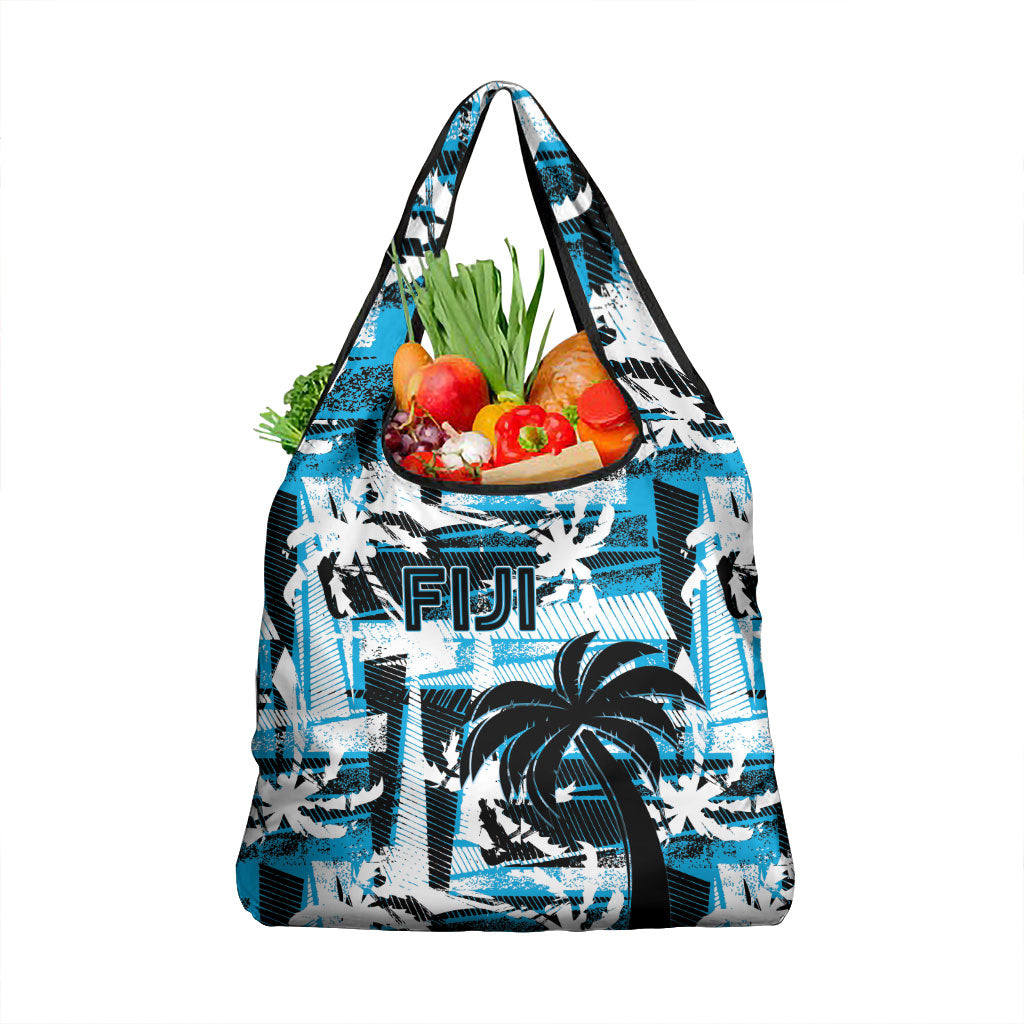 Fijian Rugby Grocery Bag Grunge Palm Stylized