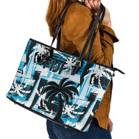 Fijian Rugby Leather Tote Bag Grunge Palm Stylized LT01 - Polynesian Pride