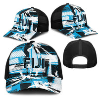 Fijian Rugby Mesh Trucker Cap Grunge Palm Stylized LT01 - Polynesian Pride