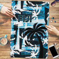 Fijian Rugby Puzzle Grunge Palm Stylized LT01 Blue - Polynesian Pride