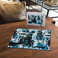 Fijian Rugby Puzzle Grunge Palm Stylized LT01 - Polynesian Pride