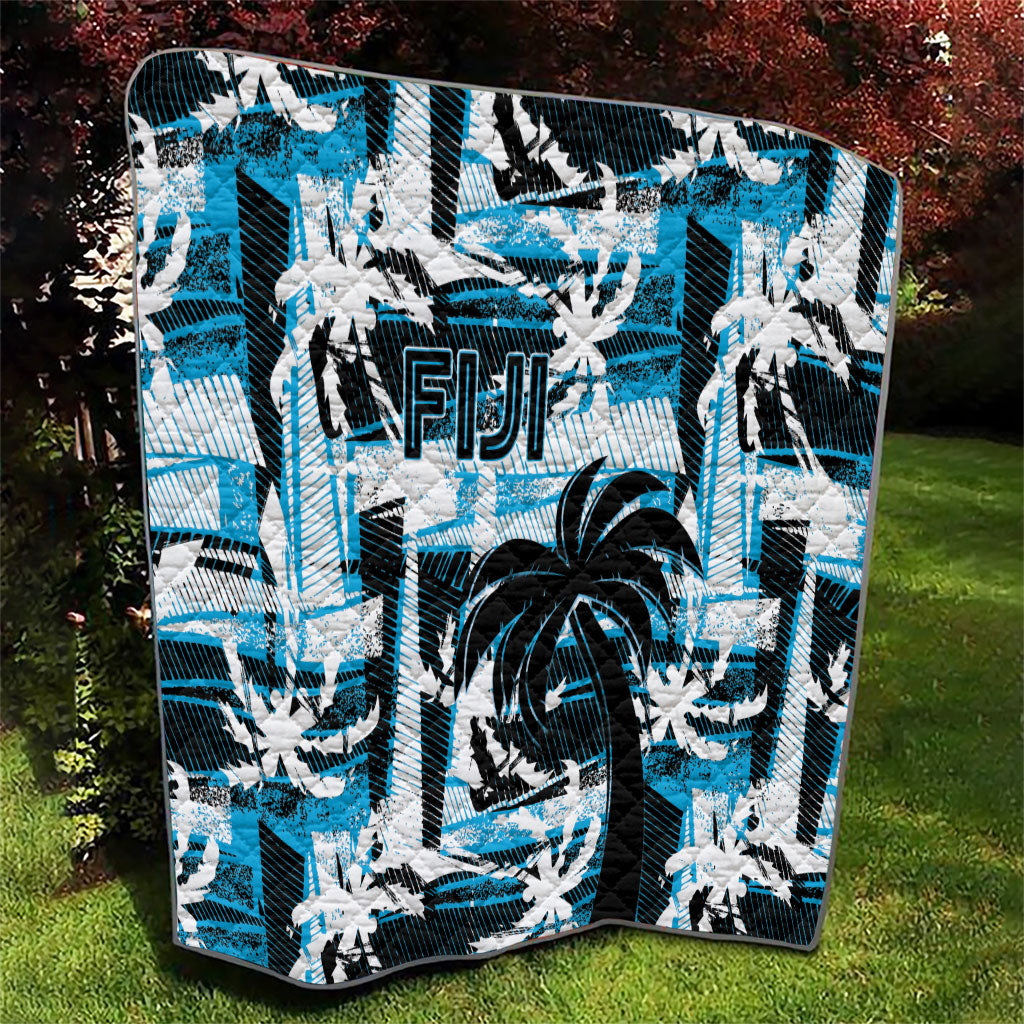 Fijian Rugby Quilt Grunge Palm Stylized LT01 - Polynesian Pride