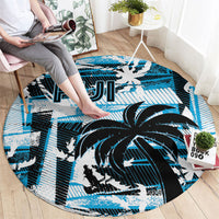Fijian Rugby Round Carpet Grunge Palm Stylized LT01 - Polynesian Pride