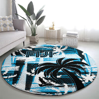 Fijian Rugby Round Carpet Grunge Palm Stylized LT01 - Polynesian Pride
