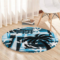 Fijian Rugby Round Carpet Grunge Palm Stylized LT01 - Polynesian Pride