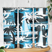 Custom Fijian Rugby Skinny Tumbler Grunge Palm Stylized LT01 - Polynesian Pride