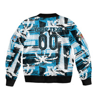 Custom Fijian Rugby Sleeve Zip Bomber Jacket Grunge Palm Stylized LT01 - Polynesian Pride