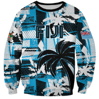 Custom Fijian Rugby Sweatshirt Grunge Palm Stylized LT01 Unisex Blue - Polynesian Pride