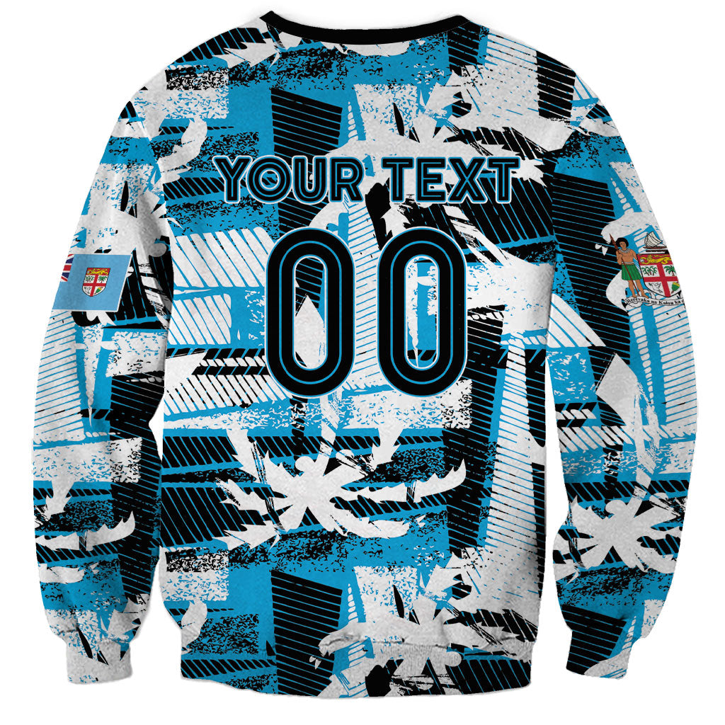 Custom Fijian Rugby Sweatshirt Grunge Palm Stylized LT01 - Polynesian Pride