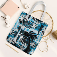 Fijian Rugby Tote Bag Grunge Palm Stylized LT01 White Strap One Size Blue - Polynesian Pride