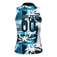 Custom Fijian Rugby Women Sleeveless Polo Shirt Grunge Palm Stylized LT01 - Polynesian Pride
