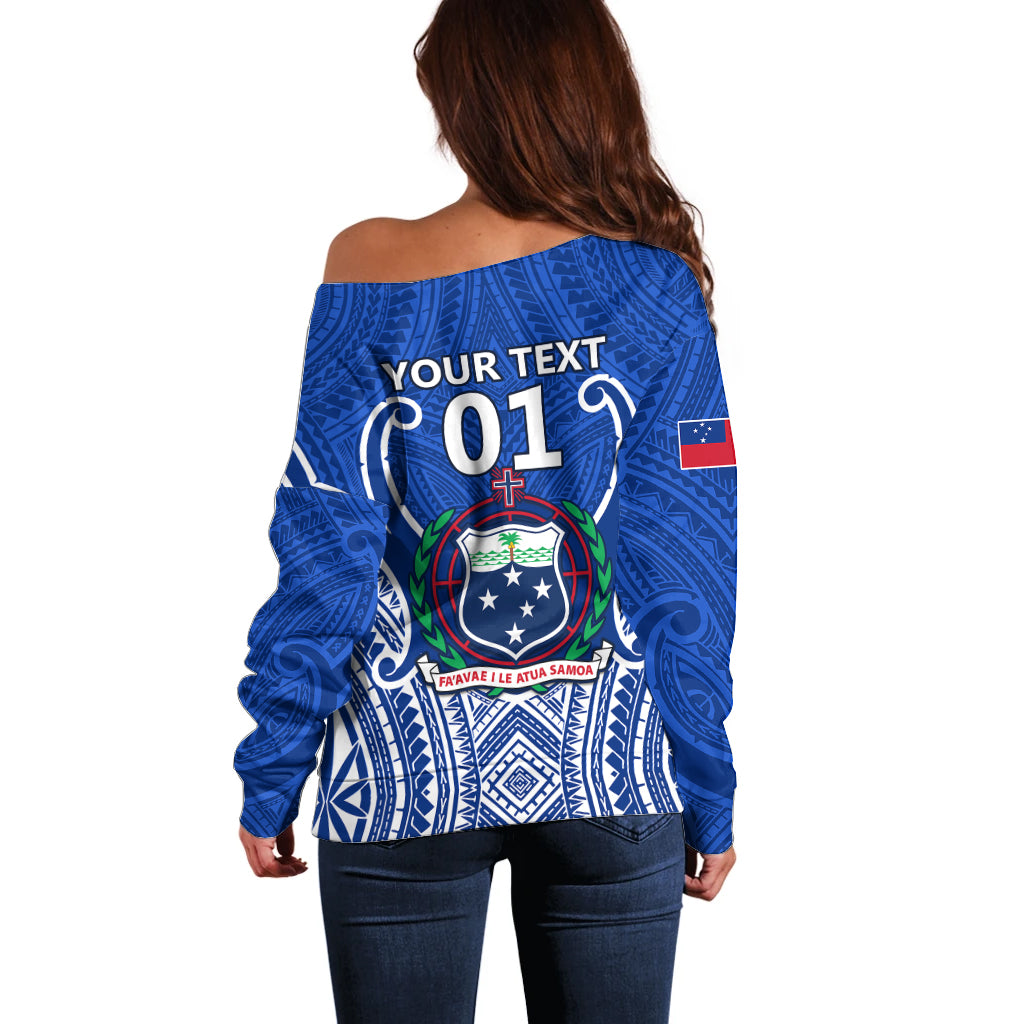 Custom Samoa Rugby Off Shoulder Sweater Manu Samoa Go 2023 World Cup LT01 - Polynesian Pride