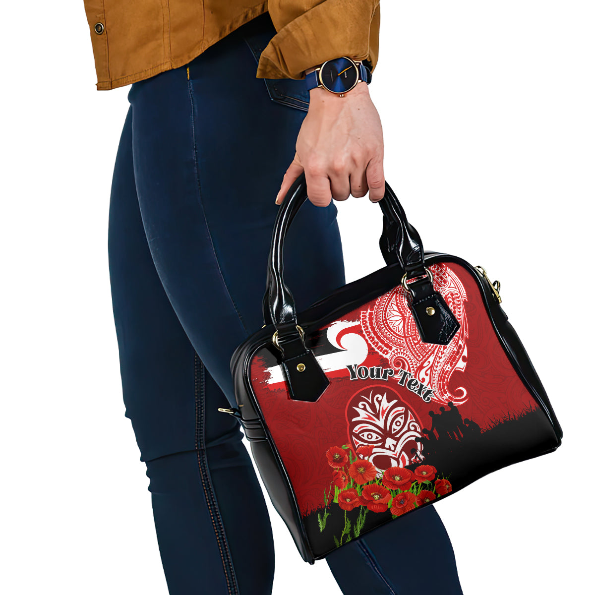 New Zealand ANZAC Waitangi Day Shoulder Handbag Lest We Forget Soldier Tiki Maori Style LT03 - Polynesian Pride