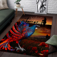 New Zealand Tui Bird Soldier ANZAC Area Rug Lest We Forget LT03 Black - Polynesian Pride