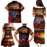New Zealand Tui Bird Soldier ANZAC Family Matching Puletasi and Hawaiian Shirt Lest We Forget LT03 - Polynesian Pride