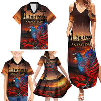 New Zealand Tui Bird Soldier ANZAC Family Matching Summer Maxi Dress and Hawaiian Shirt Lest We Forget LT03 - Polynesian Pride