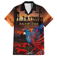 New Zealand Tui Bird Soldier ANZAC Family Matching Summer Maxi Dress and Hawaiian Shirt Lest We Forget LT03 Dad's Shirt - Short Sleeve Black - Polynesian Pride