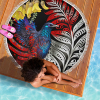 New Zealand Kohwhai Tui Bird Beach Blanket Silver Fern Version LT03 - Polynesian Pride