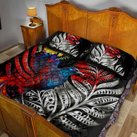 New Zealand Kohwhai Tui Bird Quilt Bed Set Silver Fern Version LT03 - Polynesian Pride