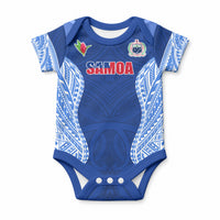 Custom Manu Samoa Rugby Baby Onesie Polynesian Tattoo LT03 Blue - Polynesian Pride