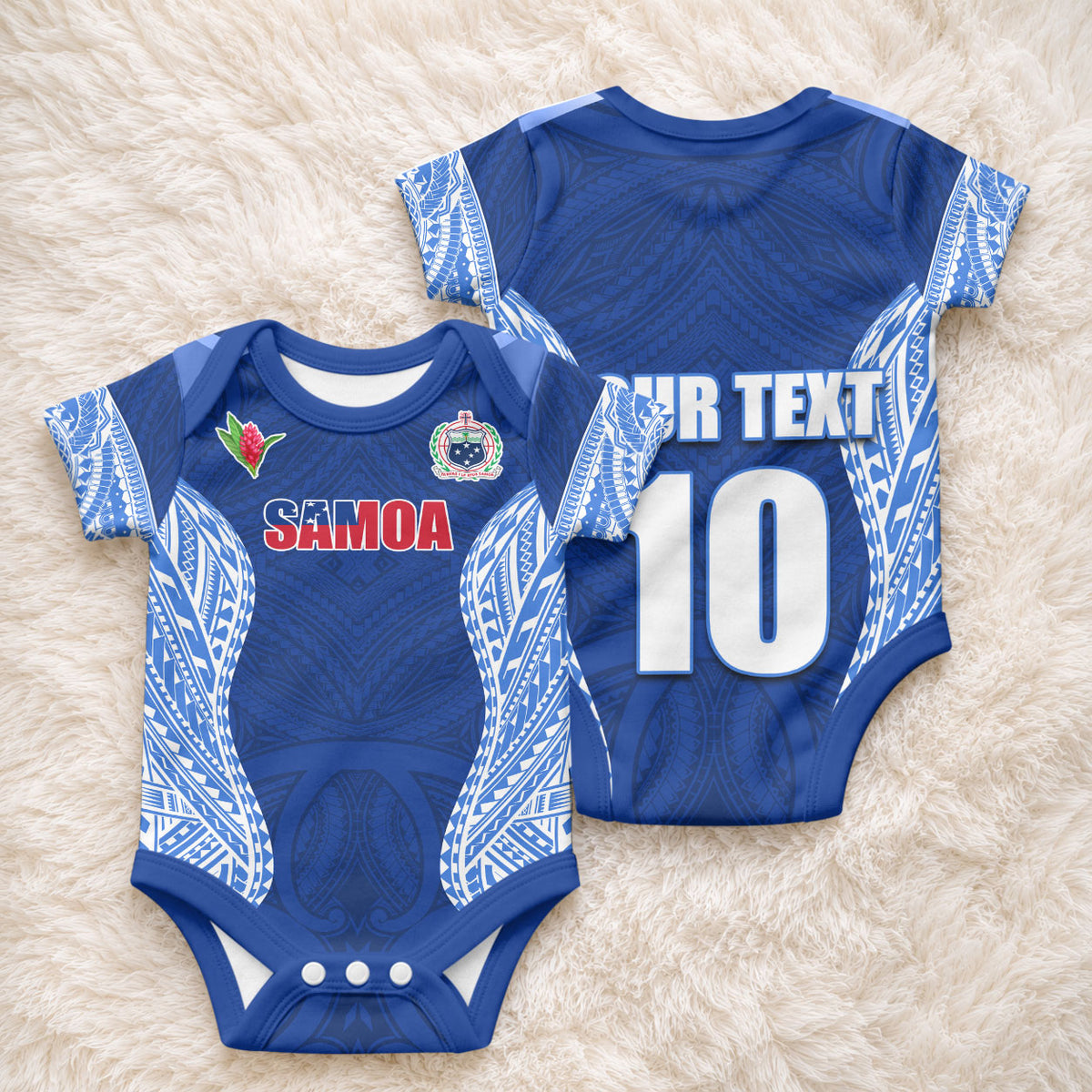 Custom Manu Samoa Rugby Baby Onesie Polynesian Tattoo LT03 - Polynesian Pride