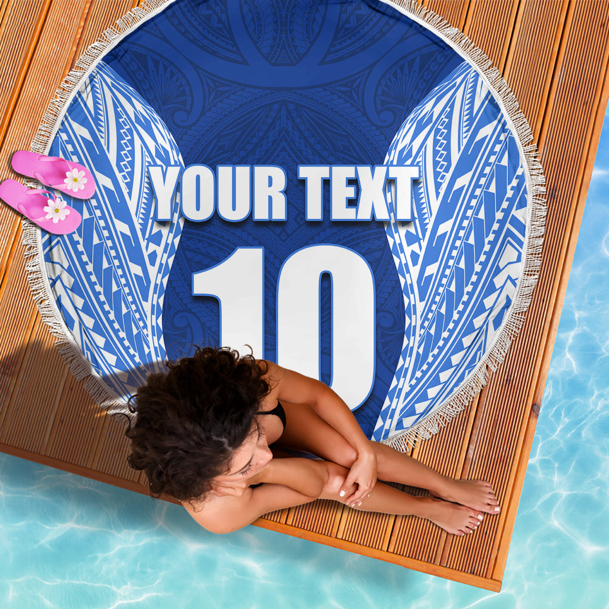 Custom Manu Samoa Rugby Beach Blanket Polynesian Tattoo