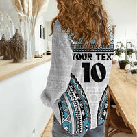Custom Flying Fijians Rugby Women Casual Shirt Tapa Tribal Cloth LT03 - Polynesian Pride