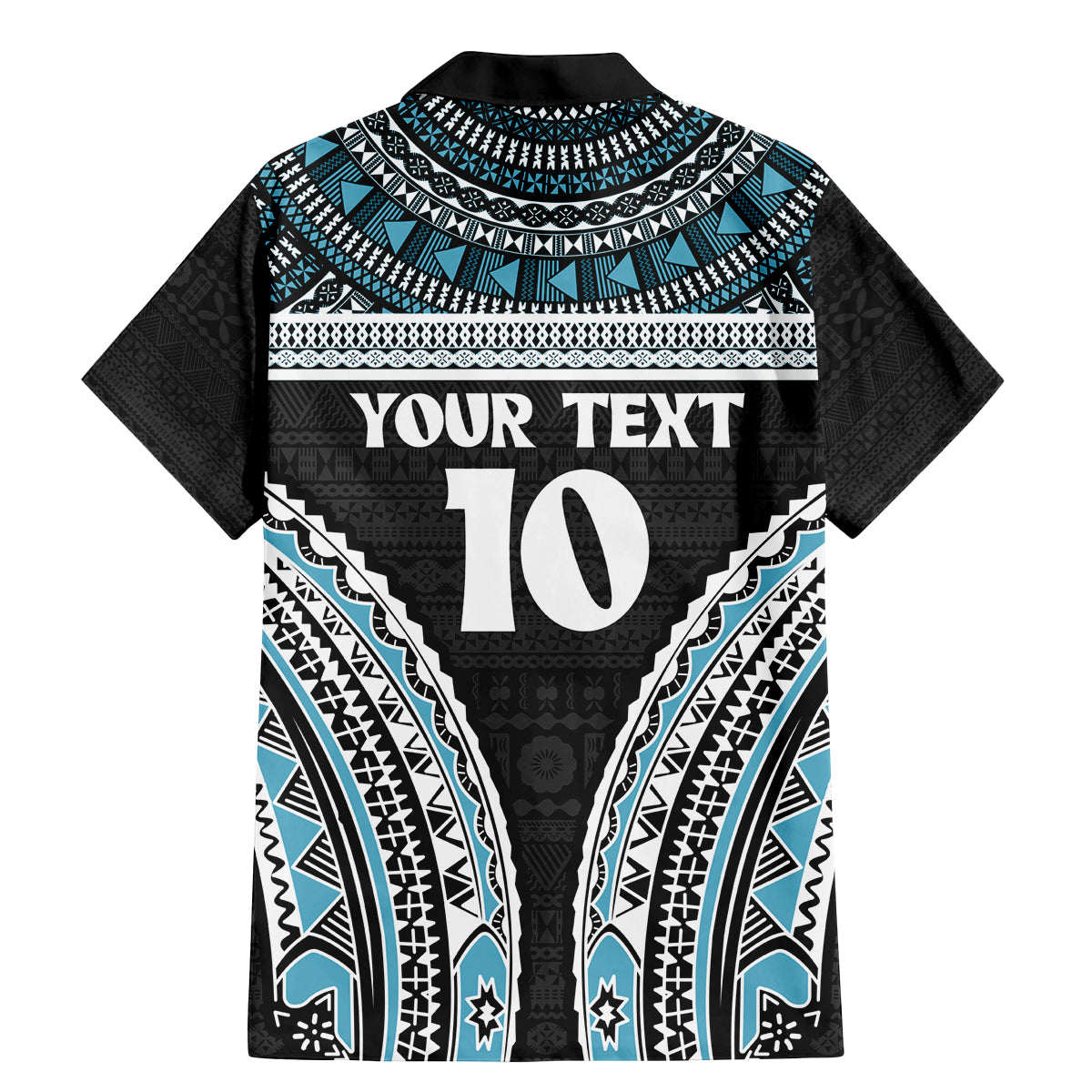 Custom Flying Fijians Rugby Family Matching Mermaid Dress and Hawaiian Shirt Tapa Tribal Cloth Black Color LT03 - Polynesian Pride