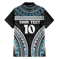 Custom Flying Fijians Rugby Family Matching Off The Shoulder Long Sleeve Dress and Hawaiian Shirt Tapa Tribal Cloth Black Color LT03 - Polynesian Pride